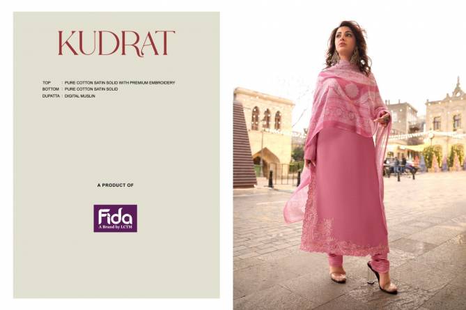 Kudrat By Fida Cotton Satin Embroidery Designer Salwar Kameez Wholesale Market In Surat With Price